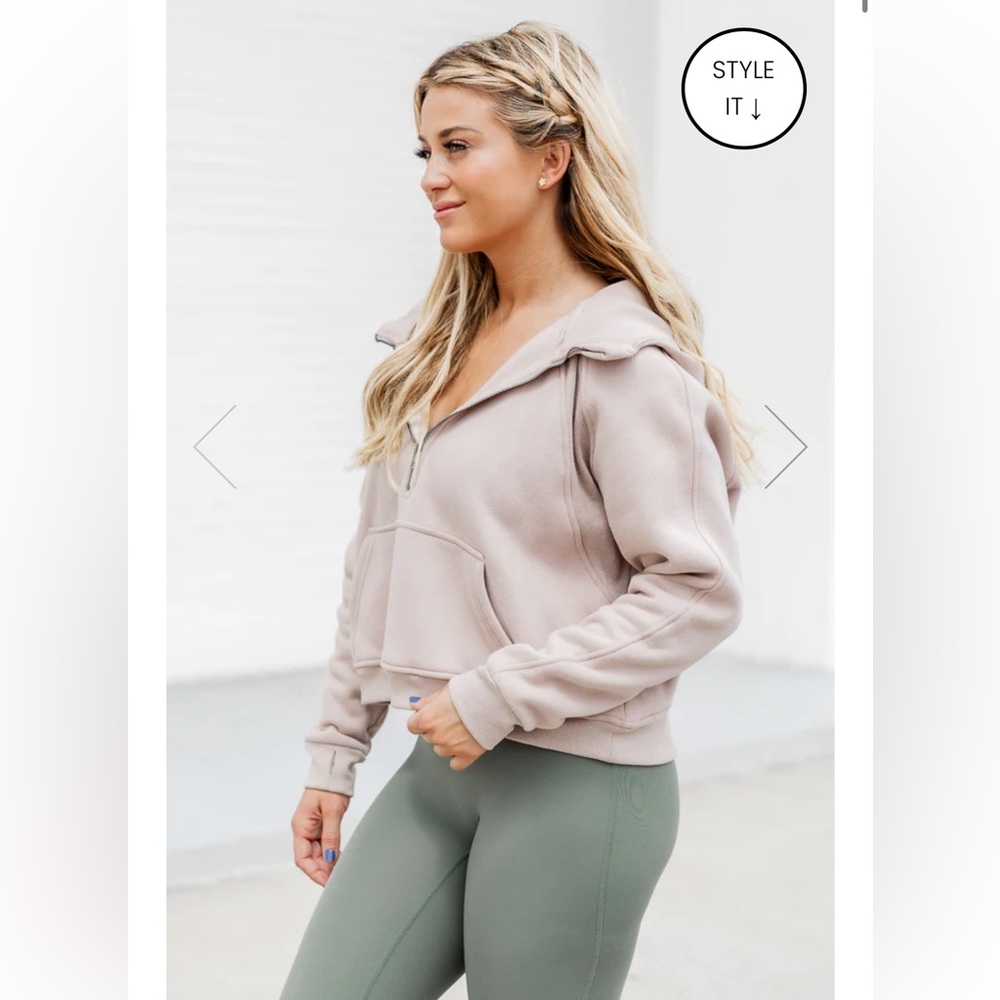 NWOT Pink Lily Beige Quarter Zip Pullover - Picture 5 of 6